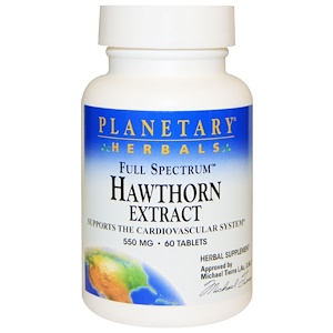 Planetary Herbals, Экстракт боярышника полного спектра, 550 мг, 60 таблеток