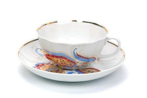 Чашка чайная с блюдцем 220 мл Тюльпан Перо Жар-птицы