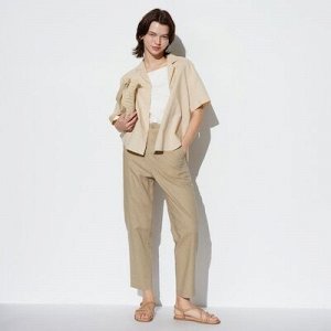 UNIQLO — зауженные брюки из льна и хлопка - 32 BEIGE