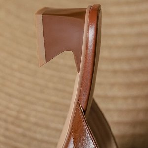 Сабо на толстом каблуке, коричневый