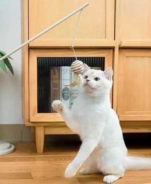 Удочка для кошек, деревянная с мышкой, 4 шт.