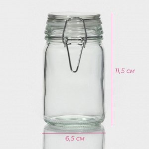 Банка для сыпучих продуктов Доляна «Оптима», 250 мл, 6.5*11.5 см, с бугельным замком, стекло, прозрачная