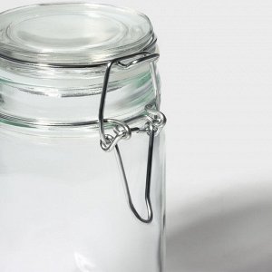 Банка для сыпучих продуктов Доляна «Оптима», 250 мл, 6.5*11.5 см, с бугельным замком, стекло, прозрачная