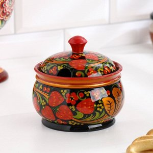 Сахарница дерево «Ягодка», большая, 400 мл, 13x15 см, хохлома