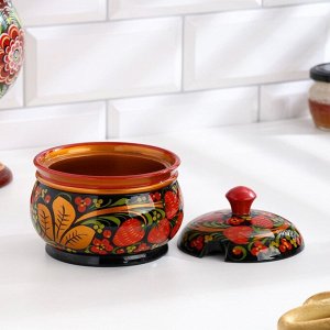 Сахарница дерево «Ягодка», большая, 400 мл, 13x15 см, хохлома