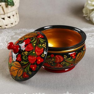 Сахарница дерево «Ягодка», большая, 400 мл, 13x15 см, хохлома