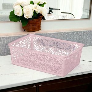 КОРЗИНКА ХРАНЕНИЯ УНИВЕРСАЛЬНАЯ "FLORAL", 250Х150Х75 ММ, цвет РОЗОВЫЙ