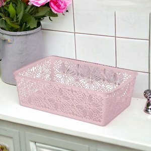 КОРЗИНКА ХРАНЕНИЯ УНИВЕРСАЛЬНАЯ "FLORAL", 250Х150Х75 ММ, цвет РОЗОВЫЙ