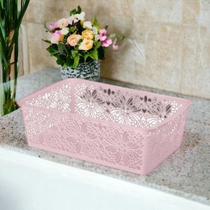 КОРЗИНКА ХРАНЕНИЯ УНИВЕРСАЛЬНАЯ "FLORAL", 250Х150Х75 ММ, цвет РОЗОВЫЙ