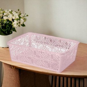 КОРЗИНКА ХРАНЕНИЯ УНИВЕРСАЛЬНАЯ "FLORAL", 250Х150Х75 ММ, цвет РОЗОВЫЙ
