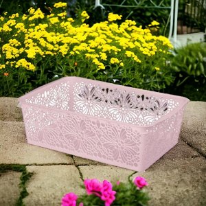 КОРЗИНКА ХРАНЕНИЯ УНИВЕРСАЛЬНАЯ "FLORAL", 250Х150Х75 ММ, цвет РОЗОВЫЙ