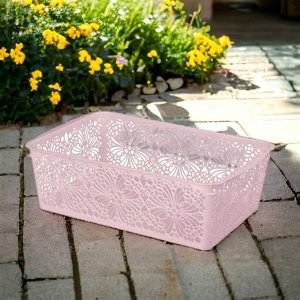 КОРЗИНКА ХРАНЕНИЯ УНИВЕРСАЛЬНАЯ "FLORAL", 250Х150Х75 ММ, цвет РОЗОВЫЙ