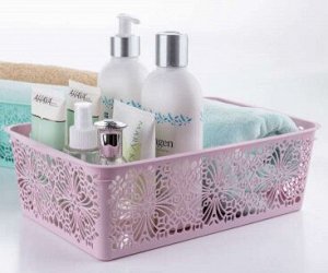 КОРЗИНКА ХРАНЕНИЯ УНИВЕРСАЛЬНАЯ "FLORAL", 250Х150Х75 ММ, цвет РОЗОВЫЙ