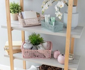 КОРЗИНКА ХРАНЕНИЯ УНИВЕРСАЛЬНАЯ "FLORAL", 250Х150Х75 ММ, цвет РОЗОВЫЙ