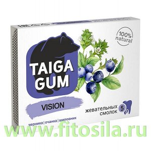Смолка Taiga Gum "VISION" блистер №5 по 0,8 г, в растит. пудре, без сахара "Алтайский нектар"