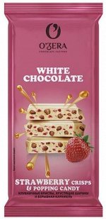 Батончик O&#039;Zera White with strawberry crisps and popping candy 45г