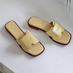 Кожаные шлепанцы с квадратным носком, желтый