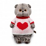 кот Басик в свитере с сердцем мягкая игрушка