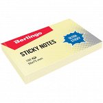 Самоклеящийся блок Berlingo &quot;Ultra Sticky&quot;, 50*75 мм, 100л, пастель, желтый