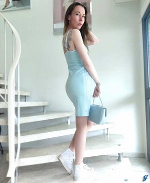 Платье на шнуровке, голубое
