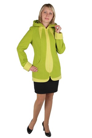 Пальто демисезонное кашемир Зеленый+желтый