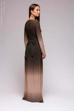 Платье шоколадного цвета с градиентом длины макси