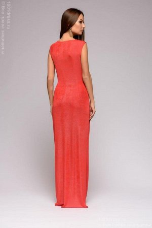 Платье красное с люрексом длины макси с драпировкой