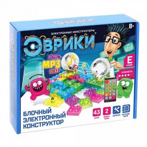 Конструктор электронный "Эврики" МР3 плеер , 2 вариаета сборки, 41 дет. кор. 26*21*7,5 см