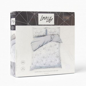 Постельное бельё LoveLife евро Plant 200х220см,225х240см,50х70см-2шт, жатка, 100% п/э, 100гр/м2