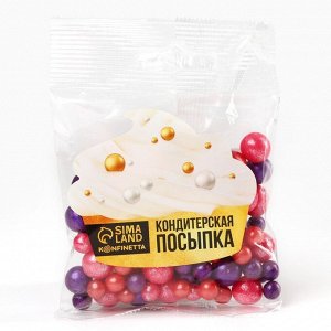 KONFINETTA Посыпка кондитерская мягкая: красная, фиолетовая, розовая, 50 г.