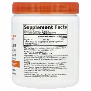 Doctor's Best, легко усвояемый порошок из магния со вкусом сладкого персика, 347 г (12,3 унции)