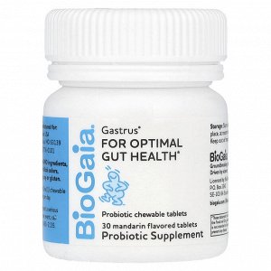 BioGaia, Gastrus, для оптимального здоровья кишечника, вкус мандарина, 30 таблеток