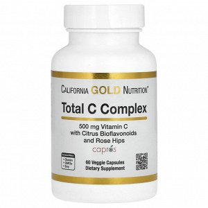 California Gold Nutrition, Total C Complex, комплекс с аскорбиновой кислотой, амлой, цитрусовыми биофлавоноидами и экстрактом шиповника, 500 мг, 60 растительных капсул