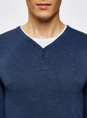 Пуловер с хлопковой вставкой на груди