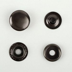 Кнопка установочная, Омега (О-образная), железная, d = 15 мм, цвет чёрный никель