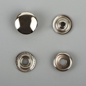 Кнопка установочная, Омега (О-образная), железная, d = 15 мм, цвет серебряный