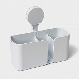 Полка для ванной Доляна Witlen, органайзер настенный, на липучке, 21x19x9 см, белая