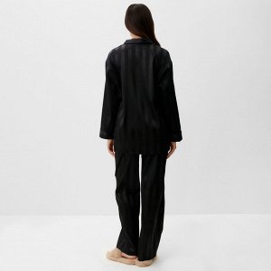 Пижама женская (рубашка, брюки) KAFTAN "Полоска", черный.