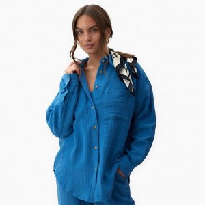 Рубашка женская оверсайз MIST Muslin, синий