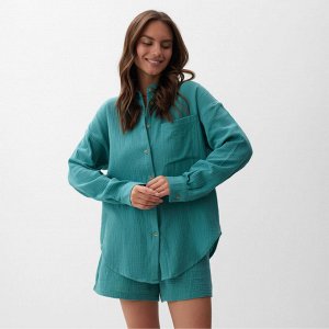 Рубашка женская оверсайз MIST Muslin, бирюзовый