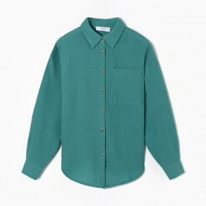 Рубашка женская оверсайз MIST Muslin размер, цв. бирюзовый