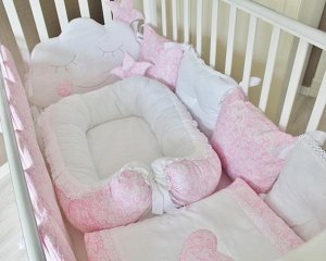 Комплект в кроватку "Сказочные сны" в розовом цвете, на стандартную кроватку 120*60см