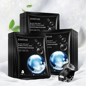 Пузырьковая маска на тканевой основе с морской солью JomTam Black Sea Salt Bubble Mask