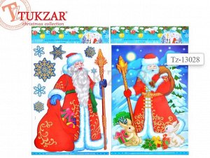 Наклейка-панно новогодняя "Дед Мороз" (3D) 29х41см, 2 вида в ассортименте