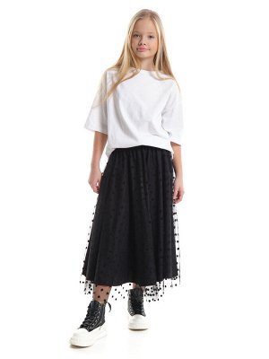 Юбка пачка длинная из фатина (128-146см) 22-7608-5(3) черный/горох