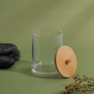 Органайзер для ватных палочек «BAMBOO», с крышкой, 7 × 7 × 9,5 см, в картонной коробке, цвет прозрач