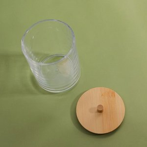 Органайзер для ватных палочек «BAMBOO», с крышкой, 7 × 7 × 9,5 см, в картонной коробке, цвет прозрач