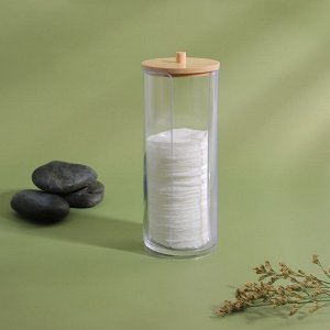 Органайзер для ватных дисков, с крышкой, d = 6,5 × 18 см, в картонной коробке, цвет прозрачный/корич