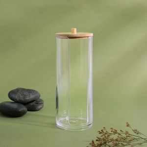 Органайзер для ватных дисков, с крышкой, d = 6,5 × 18 см, в картонной коробке, цвет прозрачный/корич