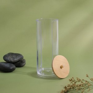 Органайзер для ватных дисков, с крышкой, d = 6,5 × 18 см, в картонной коробке, цвет прозрачный/корич